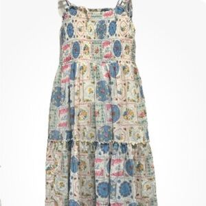 SweetHoney floral frame patchwork smocked maxi beach dress nwt